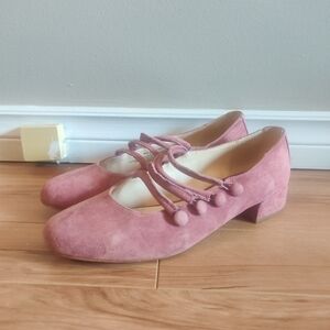 Isaac Mizrahi IMNYC Pink Suede Mary Janes